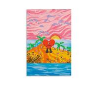 PZYASX Bad Bunny A Summer Without You Waterproof Poster Wall Painting Canvas Decorative Painting Suitable for Office Bedroom Decoration Living Room Poster 20x30inch(50x75cm) Unframe-style
