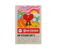 PZYASX Bad Bunny Un Verano Sin Ti Waterproof Poster Wall Painting Canvas Decorative Painting Suitable for Office Bedroom Decoration Living Room Poster 16x24inch(40x60cm) Unframe-style