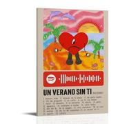PZYASX Bad Bunny Un Verano Sin Ti Waterproof Poster Wall Painting Canvas Decorative Painting Suitable for Office Bedroom Decoration Living Room Poster 08x12inch(20x30cm) Frame-style