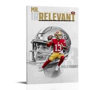 PZYASX Brock Purdy Waterproof Poster Wall Painting Canvas Decorative Painting Suitable for Office Bedroom Decoration Living Room Poster 12x18inch(30x45cm) Frame-style