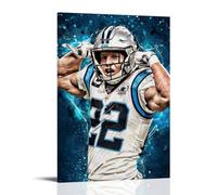 PZYASX Christian McCaffrey Waterproof Poster Wall Painting Canvas Decorative Painting Suitable for Office Bedroom Decoration Living Room Poster 24x36inch(60x90cm) Frame-style
