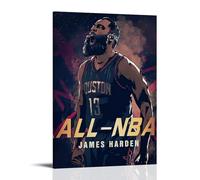 PZYASX James Harden Waterproof Poster Wall Painting Canvas Decorative Painting Suitable for Office Bedroom Decoration Living Room Poster 20x30inch(50x75cm) Frame-style
