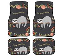 PZZ BEACH Sloth 4Piece All-Season Rubber Floor Mat for Cars, SUVs and Trucks (Follow Your Dreams)