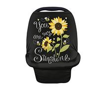 PZZ BEACH You are My Sunshine Sunflower Nursing Cover Breastfeeding Scarf, Baby Carseat Canopy for Babies Infant, Stretcht Soft Multi-use Stroller High Chair Shopping Cart Cover
