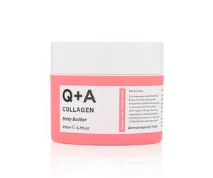 Q+A Collagen Body Butter: Luxuriously Rich, Intensely Moisturising Vegan Formula with Hydrolysed Vegetable Protein, Shea Butter, Squalane, and Golden Pear and Grape Scent for Soft, Supple Skin, 200ml