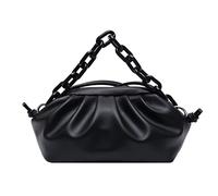 Q&A Crossbody Bag/Chain Bags for Women,Dumpling Bag and Cloud Purse,Wedding Clutch,Multipurpose Small Crossbody Bags for Women,Trendy Ruched Shoulder Handbags,Soft PU Leather (S,Black)