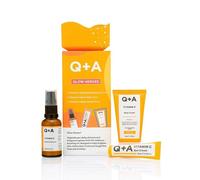 Q+A Glow Heroes Skincare Giftset - Radiance-Boosting Trio with Vitamin C Brightening Serum 30ml, Eye Cream 15ml & Body Cream 50ml - Brighten and Rejuvenate - Vegan & Cruelty-Free, Made in UK