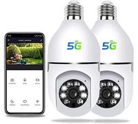 Q&A Light Bulb Camera 360°,1080P Wireless Security Camera with 2.4/5GHz WiFi,E27 Panoramic IP Security Outdoor Indoor PTZ Camera,Night Vision/Motion Detection,2 Way Audio,Cloud Storage/SD Card (2PCS)