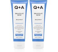 Q+A Salicylic Acid Body Wash (250ml x 2), Sensitive Shower Gel, Body Care, Shower Gel with Green Tea Extract and BHA, Gently Exfoliates, Smoothes, and Softens The Skin