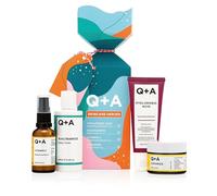 Q+A Skincare Heroes Gift Set, Contains Hyaluronic Acid Hydrating Cleanser 75ml, Vitamin C Brightening Serum 30ml, Ceramide Face Cream 50g, and Niacinamide Daily Toner 100ml