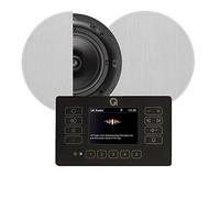 Q Acoustic E120 Black DAB+ Digital Radio and Bluetooth Ceiling Speaker System - Touch Screen Wall Panel 2x QI65C