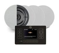 Q Acoustic E120 Black DAB+ Digital Radio and Bluetooth Ceiling Speaker System - Touch Screen Wall Panel 4x QI65CB