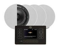 Q Acoustic E120 Black DAB+ Digital Radio and Bluetooth Ceiling Speaker System - Touch Screen Wall Panel 4x QI65C