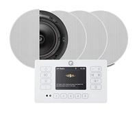 Q Acoustic E120 White DAB+ Digital Radio and Bluetooth Ceiling Speaker System - Touch Screen Wall Panel 4x QI65C
