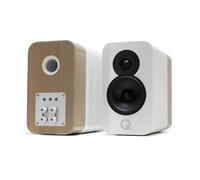 Q Acoustics Concept 300 Speakers In Gloss White and Oak
