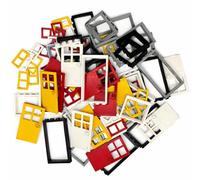 Q-Bricks Building Blocks Accessories 84 Pieces - Doors & Windows Set - Home & Farm Building Blocks Set - Compatible with All Leading Brands