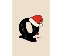 Q Christmas Notebook | Personalized Initial Journal with Santa Hat & Snowman | Monogram Holiday Gift | Monochrome Minimalist Design | 400 Pages College Ruled