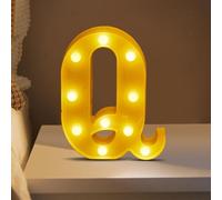 (Q) Christmas Ornament Novelty Decorations LED Letter Lights Sign Light Up For Home Party Decoration Light Up Letters Alphabet Letter Sign Battery Powered