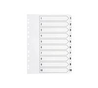 Q-Connect Index Tabs KF01353 - 1-10 Multi-punched Polypropylene A4 White Pack of 25