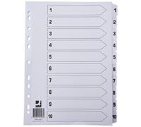 Q-Connect 1-10 Index Multi-Punched Reinforced Board Clear Tab A4 White KF01528