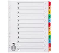 Q-Connect 1-12 Index Extra Wide Reinforced Multi-Colour Tabs