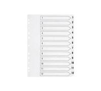 Q-Connect 1-12 Index Multi-Punched Reinforced Board Clear Tab A4 White