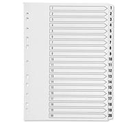 Q-Connect 1-20 Index Multi-Punched Reinforced Board Clear Tab A4 White KF01531