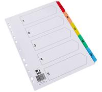 Q-Connect 1-5 Index Multi-Punched Reinforced Board Multi-Colour Numbered Tabs A4 White Kf01518