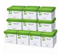 Q-Connect 10 X Extra Strong Business Archive Office Storage Boxes With Lids And Handles Stackable