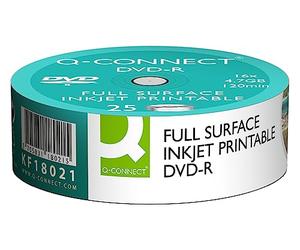 Q Connect 16 x 4.7 GB Inkjet Printable DVD-R Disc (Pack of 25) -A