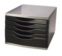 Q-CONNECT 5-Drawer Tower - L345 x W290 x H220 mm - Black & Grey