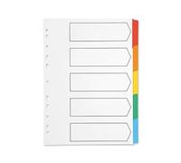 Q-Connect 5-Part Index Multi-punched Reinforced Board Multi-Colour Blank Tabs A4 White KF01525