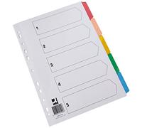 Q-Connect 5-Part Index Multi-Punched Reinforced Board Multi-Colour Blank Tabs A4 White KF01525 -A