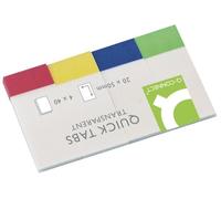 Q CONNECT 50x20mm Transparent Coloured Sticky Quick Tabs 160 Pack, 40 Per Colour
