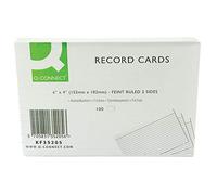 Q Connect (6 x 4 Inch) Feint Ruled Lined Record Cards Double Sided Revision Cards (1 x 100 Cards)