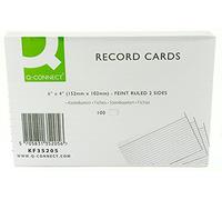 Q Connect 6x4 Inches Ruled Feint Record Card - White (Pack of 300)