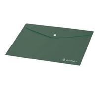 Q-Connect A4 Document Folders with Press Stud Closure, 50% Recycled GRS Certified Polypropylene, Transparent Olive Green, Pack of 12