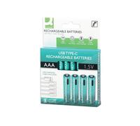 Q-Connect AAA LR03 USB-C Rechargeable Batteries 1.5V Pack of 4 KF14130
