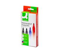 Q Connect Assorted Bullet Tip Permanent Marker (Wallet of 4)