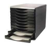 Q-Connect Black and Grey 10 Drawer Tower (Dimensions: L345 x W290 x H340mm) KF02254