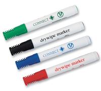 Q CONNECT - Bullet Tip Whiteboard Marker Pens - Pack of 4 Assorted Colours