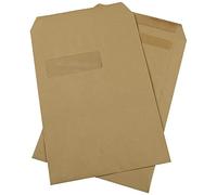Q-Connect C4 Envelopes Window Basketweave Pocket Self Seal 115gsm Manilla (Pack of 250) , beige