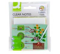 Q-Connect Clear Notes 76X76mm Semi-Transparent Assorted (Pack Of 4)