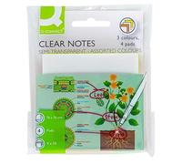 Q-Connect Clear Notes 76x76mm Semi-Transparent Assorted (Pack of 4)