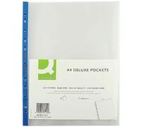 Q-Connect Delux Punched Pocket Top Opening Blue Strip A4 Clear (Pack of 25) KF01122