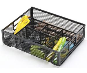 Q-Connect Desk Organiser Office Set Metal 6 Sections Black/Small Office Accessories/Type-Desktop/Kind-Side/Material-Metal/Colour-Black