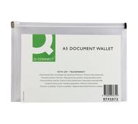 Q-Connect Document Zip Wallet A5 Transparent (Pack of 10) KF03672