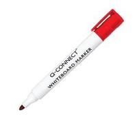 Q-CONNECT Drywipe Marker Pen KF26037 - Red Bullet Tip 2 mm - Pack of 10