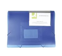 Q-Connect Expanding File Organiser with Elastic Band / 6 Compartments/Dividers/Pockets/Polypropylene/Document Folder A4 / Transparent Blue/Has Compartments with Index Windows and Indexes