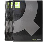 Q-Connect Hardback Wirebound Book, A4, Black, Pack of 3